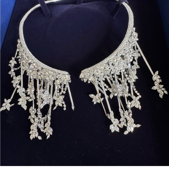 Swarovski Silver Floral Cascade Necklace